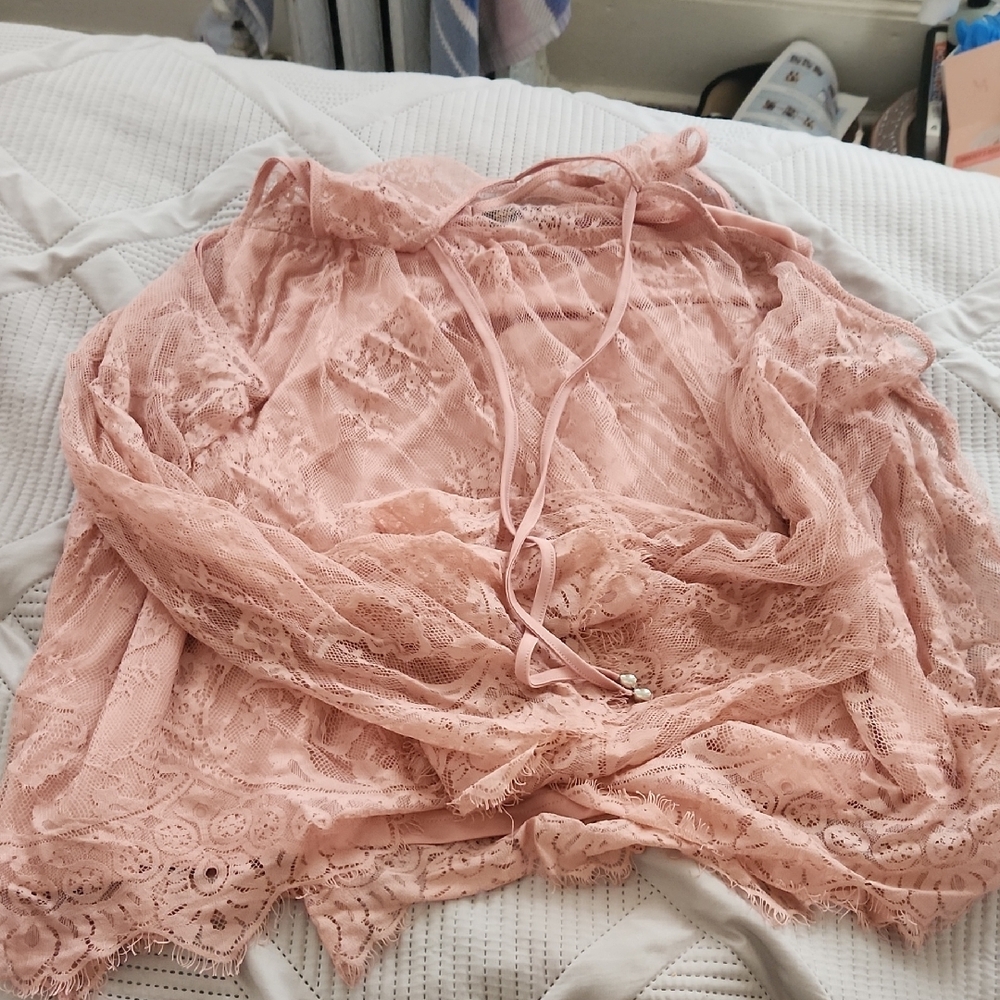 Elegant Pink Lace Blouse